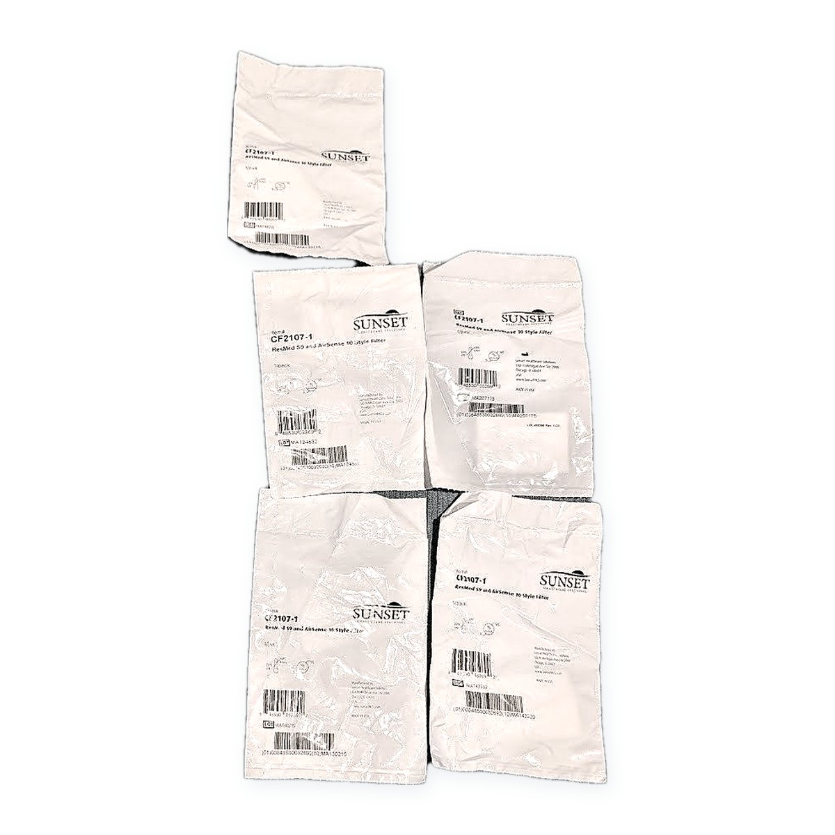 Sunset CF2107-1 disposable filters compatible with ResMed AirSense 10 and S9, 5 count